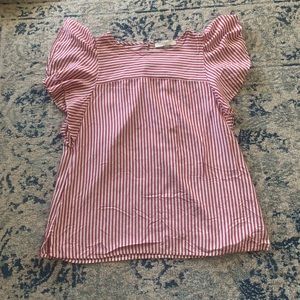 Loft red and white stripped blouse